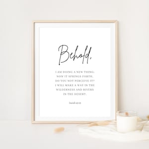 Isaiah 43:19, Behold I Am Doing a New Thing, Bible Verse Wall Art, Minimalist Christian Home Decor, Digital Download, Christian Gift
