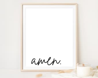 Amen Minimal Print, Christliche Wandkunst, Bibelvers Druck, Schriftdruck, christliches Geschenk, Moderne Druckbares für christliches Zuhause
