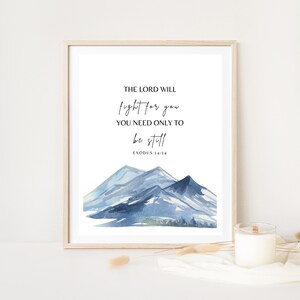 Exodus 14:14, The Lord Will Fight For You, Bible Verse Wall Art, Watercolor Bible Verse, Scripture Digital Print, Scripture Wall Art