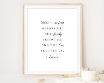 Bless The Food Before Us Wall Art Printable, Christian Kitchen Wall Decor, Bible Verse Wall Art, Scripture Poster, Christian Dining Room Art