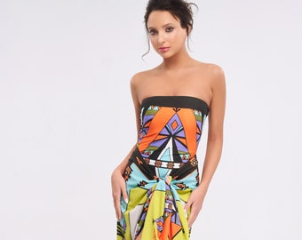 Strapless Printed Swimsuit "Indien"