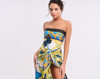 Strapless Printed Swimsuit "Les Danseurs"