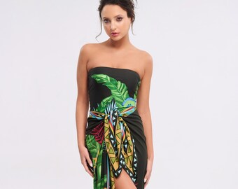 Strapless Printed Swimsuit "Les Tambours"