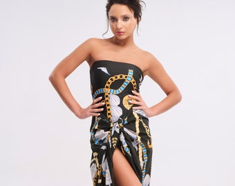 Strapless Printed Swimsuit "Oceanic Whispers"