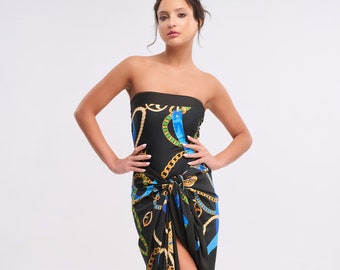 Strapless Printed Swimsuit "Elegant Radiance"