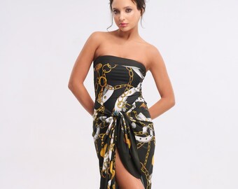 Strapless Printed Swimsuit "Chained Love"