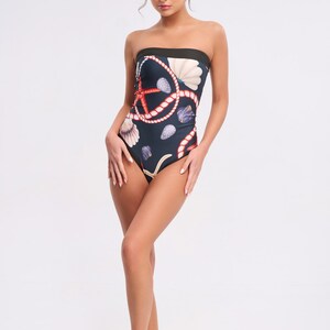 Strapless Printed Swimsuit, Resortwear, Vacationwear, Beachwear, Beach accessory, One piece swimsuit, Swimwear image 2