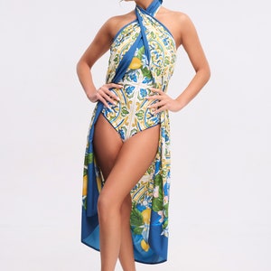 Strapless Printed Swimsuit, Resortwear, Vacationwear, Beachwear, Beach accessory, One piece swimsuit, Swimwear image 2