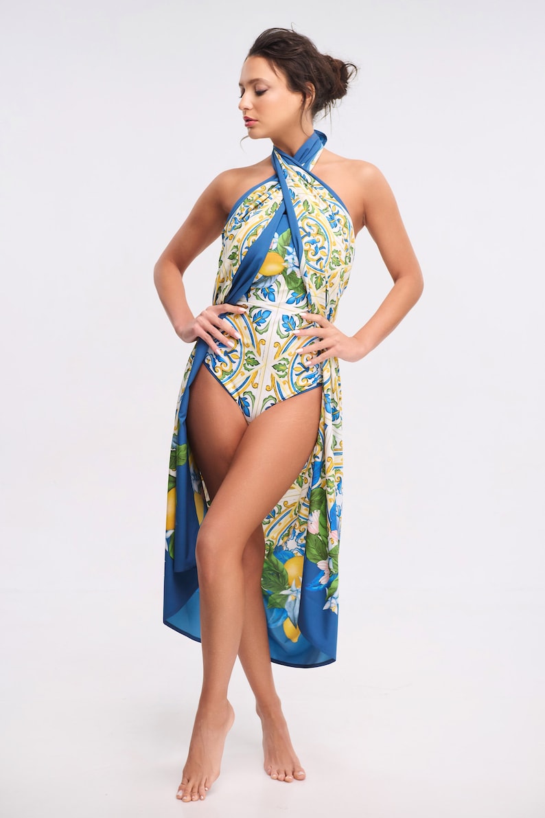 Strapless Printed Swimsuit, Resortwear, Vacationwear, Beachwear, Beach accessory, One piece swimsuit, Swimwear image 2