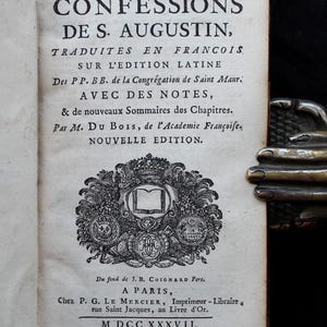 1737 Sant'Agostino Le Confessioni Teologia Spiritualità Padre della Chiesa Libro antico Pelle