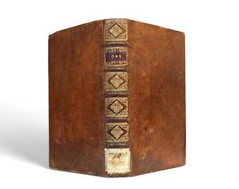アンティークのフランス製革装丁本：1700年代初頭のキリスト教テキスト