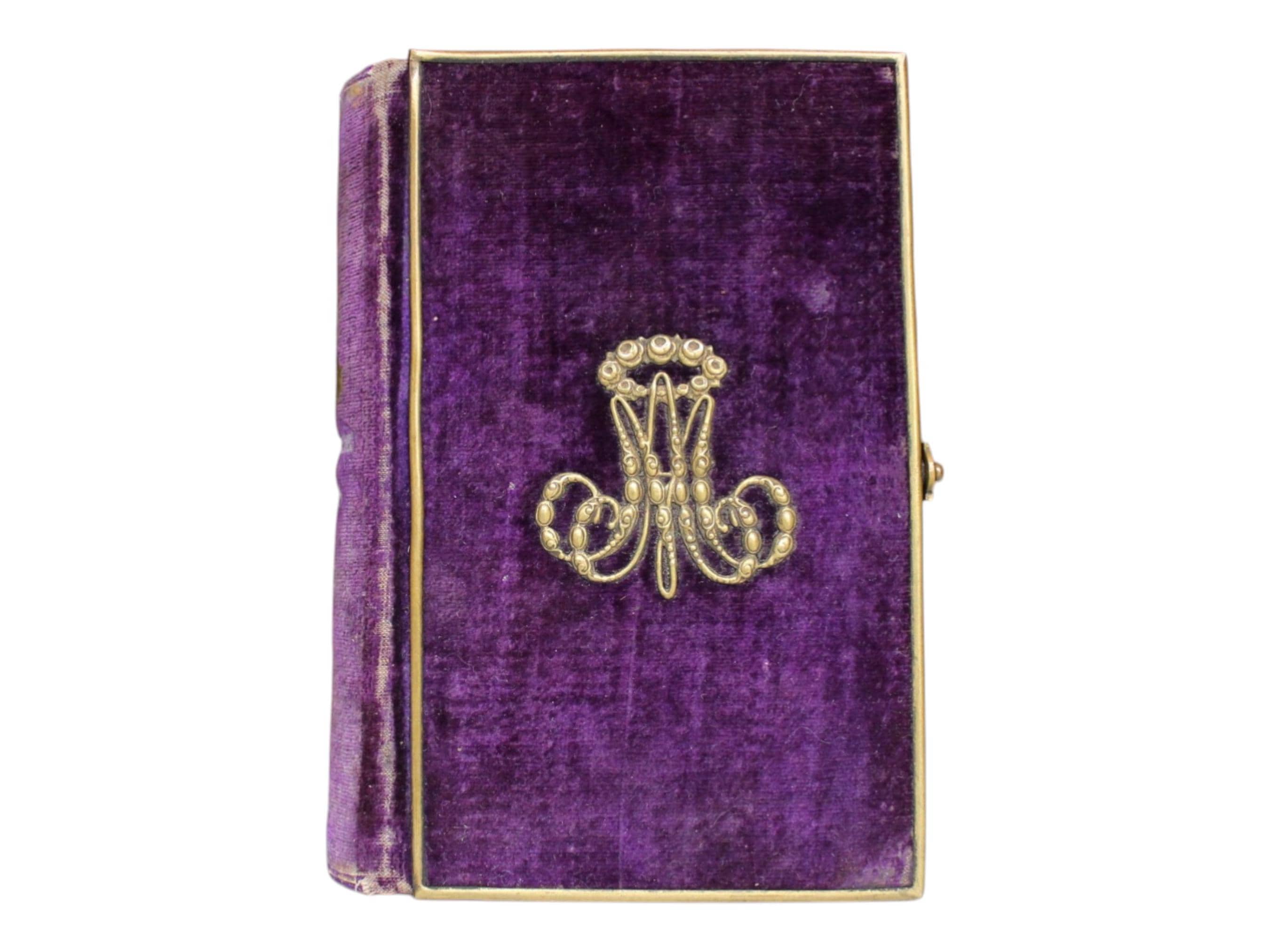 1846 Antique Velvet Prayer Book – French Recueil, Gilt Brass Clasp