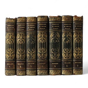 1821 Works of MOLIERE Plays French Literature Classical Theatre Comedies Complete 7-Volume Set Antique Books Shelf Decor