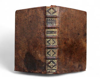アンティークのフランス製革装丁本：1700年代初頭のキリスト教テキスト