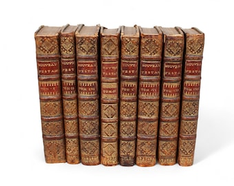 アンティークのフランス製革装丁本：1700年代初頭のキリスト教テキスト