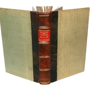 1839 Balzac The Human Comedy Scenes from Provincial Life Franse literatuur Realisme Frankrijk antiek boek lederen band jaren 1800