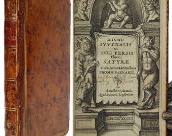 1642 Juvenal & Persius Satires Latin Poetry Roman Literature Rome Stoicism Rare Antique Book