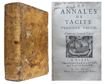 1643 Tacito Gli Annali Storia dell'Impero Romano Regno di Tiberio Storia antica Roma Rilegatura in pergamena Libro antico Parigi 1600