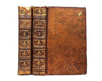 アンティークのフランス製革装丁本：1700年代初頭のキリスト教テキスト