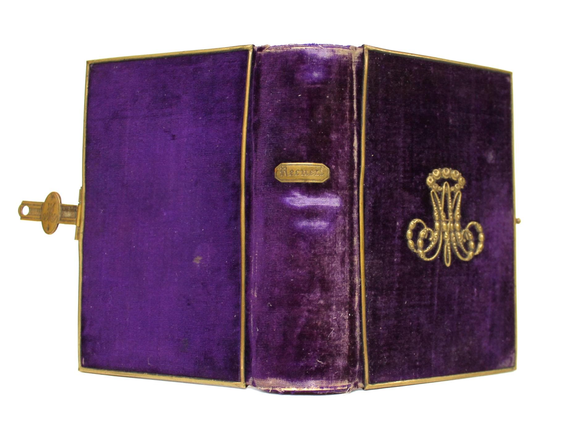 1846 Antique Velvet-bound Prayer Book With Gilt Brass Clasp