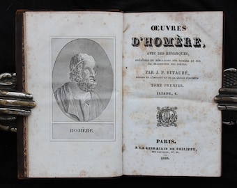 1830 Iliad of Homer – Antique French Leather-Bound Edition