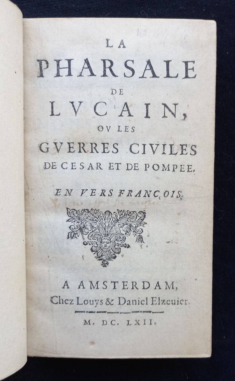 1662 Pharsalia Lucan Civil War Rome Julius Caesar Pompey Deluxe Binding