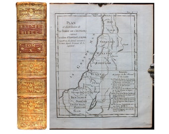 1779 Holy Bible Books of Jeremiah, Baruch & Ezechiel Text in Latin and French With a Map of the Land of Canaan Old Testament Biblia Sacra
