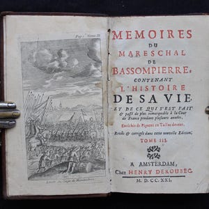 1721 Rare Memoirs of François de Bassompierre (1579–1646), French Courtier – European History and Court Life – Engraved Frontispiece
