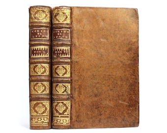 1698 Antike Bibel: Brief des Paulus, Latein & Französisch, Leder gebunden - 2 Bände