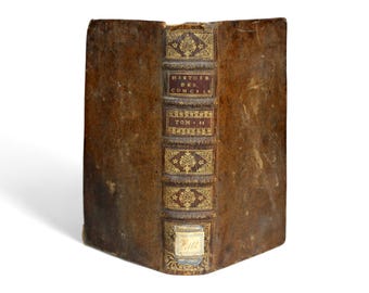 1704 Histoire des Conciles, História da Igreja, Texto Francês, Encadernação em Couro Integral
