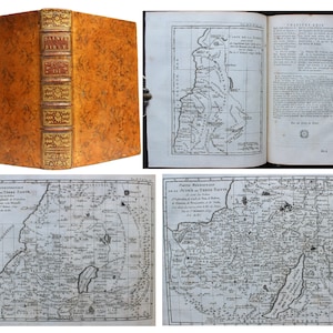 1779 Heilige Bibel Deuteronomium, Joshua, Richter & Ruth Text in Lateinisch und Französisch 3 Prächtige Klappkarten vom Heiligen Land und Syrien Biblia