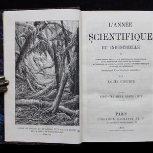1880 Antique Science Book – Astronomy, Meteorology, Physics, Chemistry, Medicine – Louis Figuier:  L’Année Scientifique et Industrielle