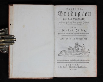 Libro antiguo de sermones alemanes de 1802 – Blasius Hiller, Pueblo rural
