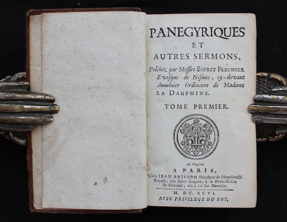 1696 French Sermons Book – Esprit Fléchier, Leather Bound – Antique Paris Printing
