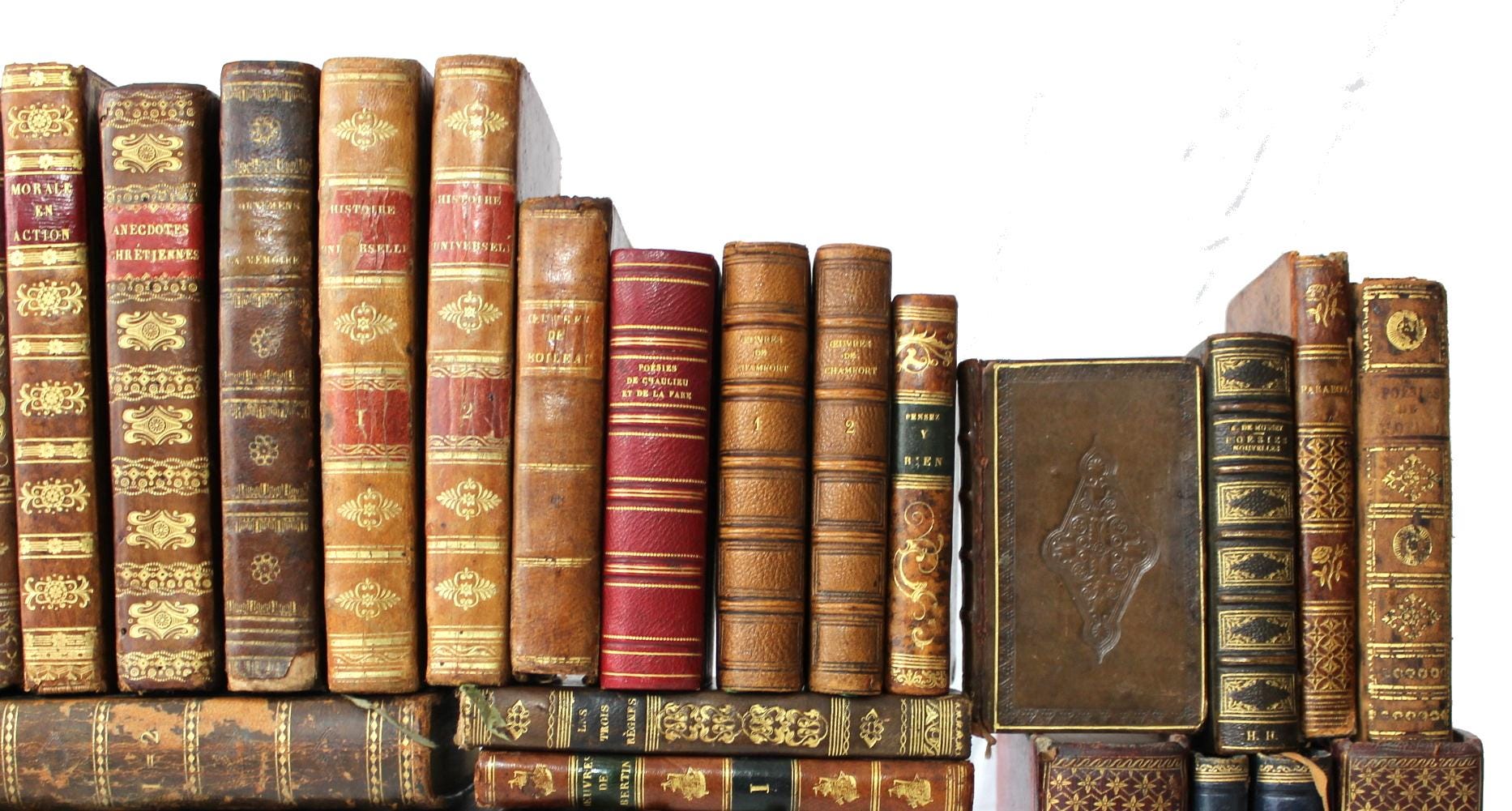 ❤１７０年前❤【フランス・高級アンティーク洋書】４冊セット⭐️革製⭐️希少 フランスアンティーク古書 古本 19世紀 詩集 no.4 | Brocante de La