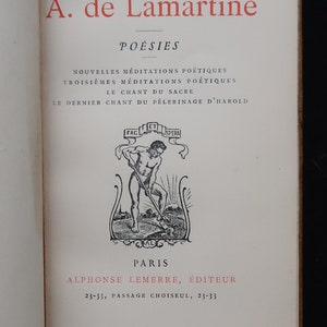 1900 Poetical Works of Alphonse de Lamartine French Poetry Romanticism Leather Binding Bibliophilia Paris Alphonse Lemerre zdjęcie 5