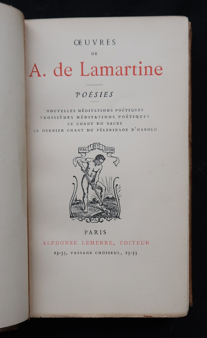 1900 Poetical Works of Alphonse de Lamartine French Poetry Romanticism Leather Binding Bibliophilia Paris Alphonse Lemerre image 5