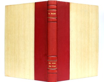 1960 Hervé Bazin "Au Nom de Fils" Libro francés de cuero rojo