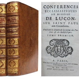 Biblia antigua de 1699 Las epístolas de San Pablo a los Corintios Nuevo Testamento Biblia latina Teología Juego de libros antiguos raros Cuero Década de 1600