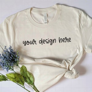 Bella+Canvas T-shirt Mockup | Flat Lay | Cream T-shirt Mockup | Bella & Canvas
