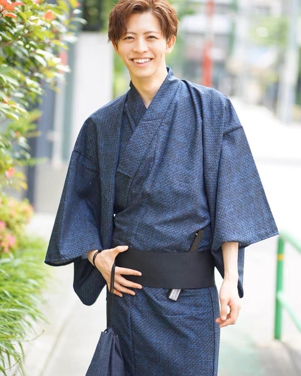 Navy Blue Yukata Men's Yukata | Japanese Temple Navy Blue Yukata / M