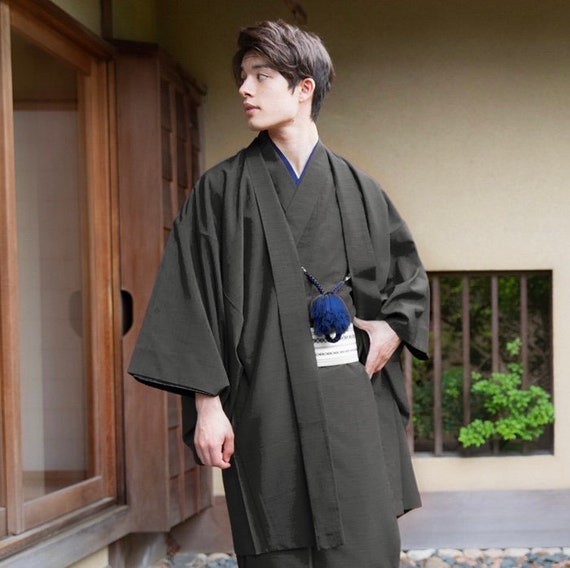 Conjunto kimono y haori de hombre