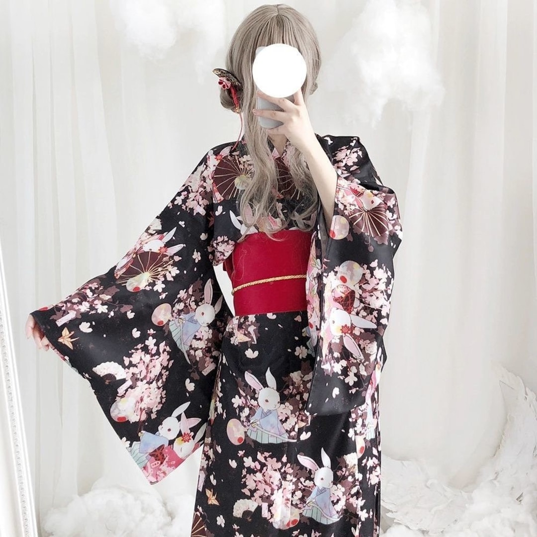 3 Colours Japanese Kimono /black Kimono/ White and Pink Kimono/ Light ...
