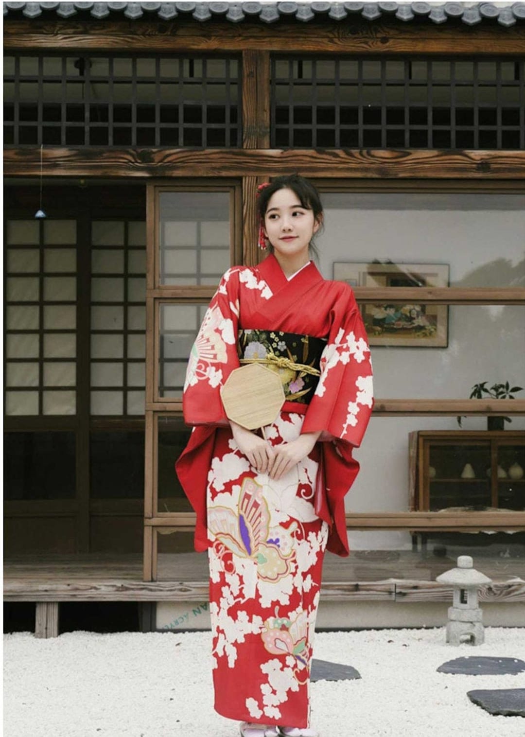 Rode Dames Japanse kimono met vlinder bloesem kimono - Etsy