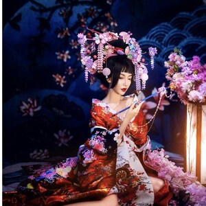 Disfraz de Geisha con Flores para mujer