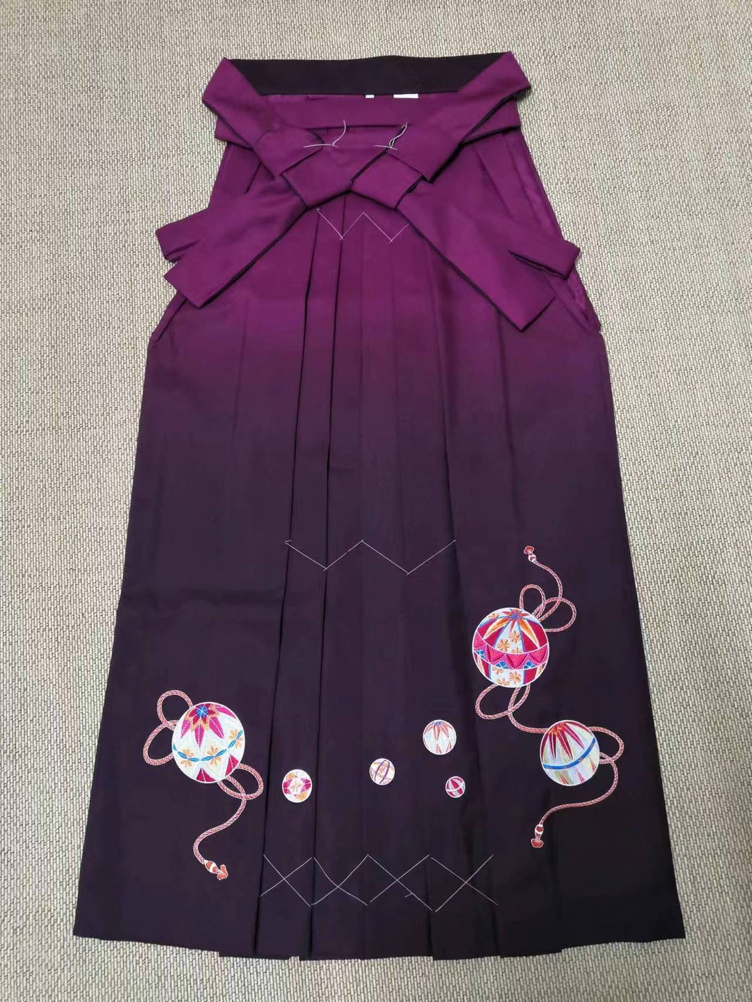 Purple Red/indigo Japanese Women Hakama Skirt, Traditonal Hakama With