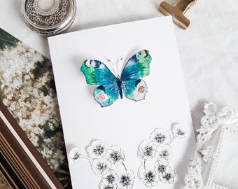 Carte relief papillon bleu et fleur