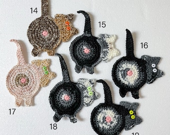 Posavasos con forma de trasero de gato, posavasos para amantes de los gatos, posavasos de gato de crochet, elección de color