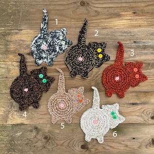 Crochet cat butt coaster Cat lover gift Funny cat bum coaster