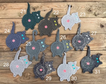 Posavasos con forma de trasero de gato Posavasos de ganchillo Decoración rústica para el hogar Regalo divertido para amantes de los gatos